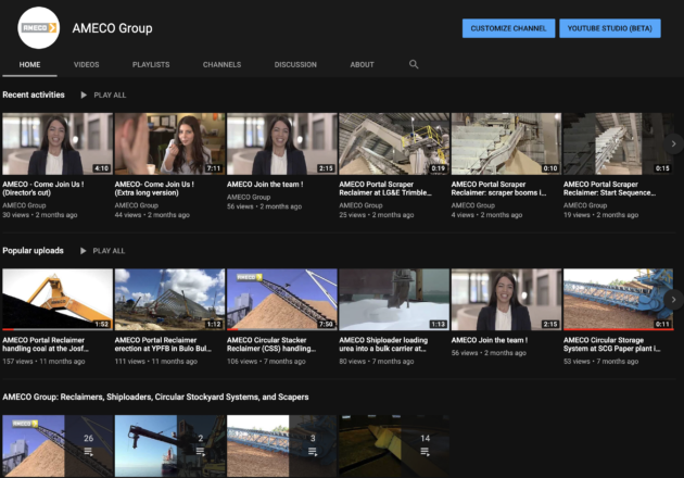 Grupo AMECO lança seu canal no YouTube para mostrar suas instalações de manuseio de materiais